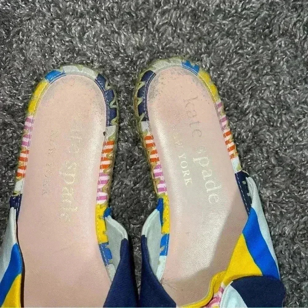 KATE SPADE NY Saltie Shore Oceanside Multi-Stripe Espadrille Slides Sz 7B